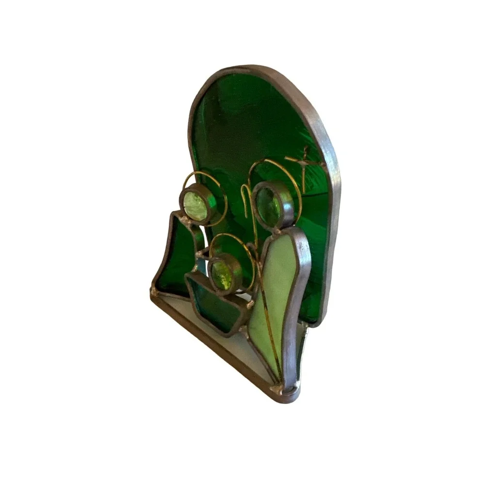 Unbranded Nativity Scene Green Stained Glass Holy Family Minimalist‎ Figurine